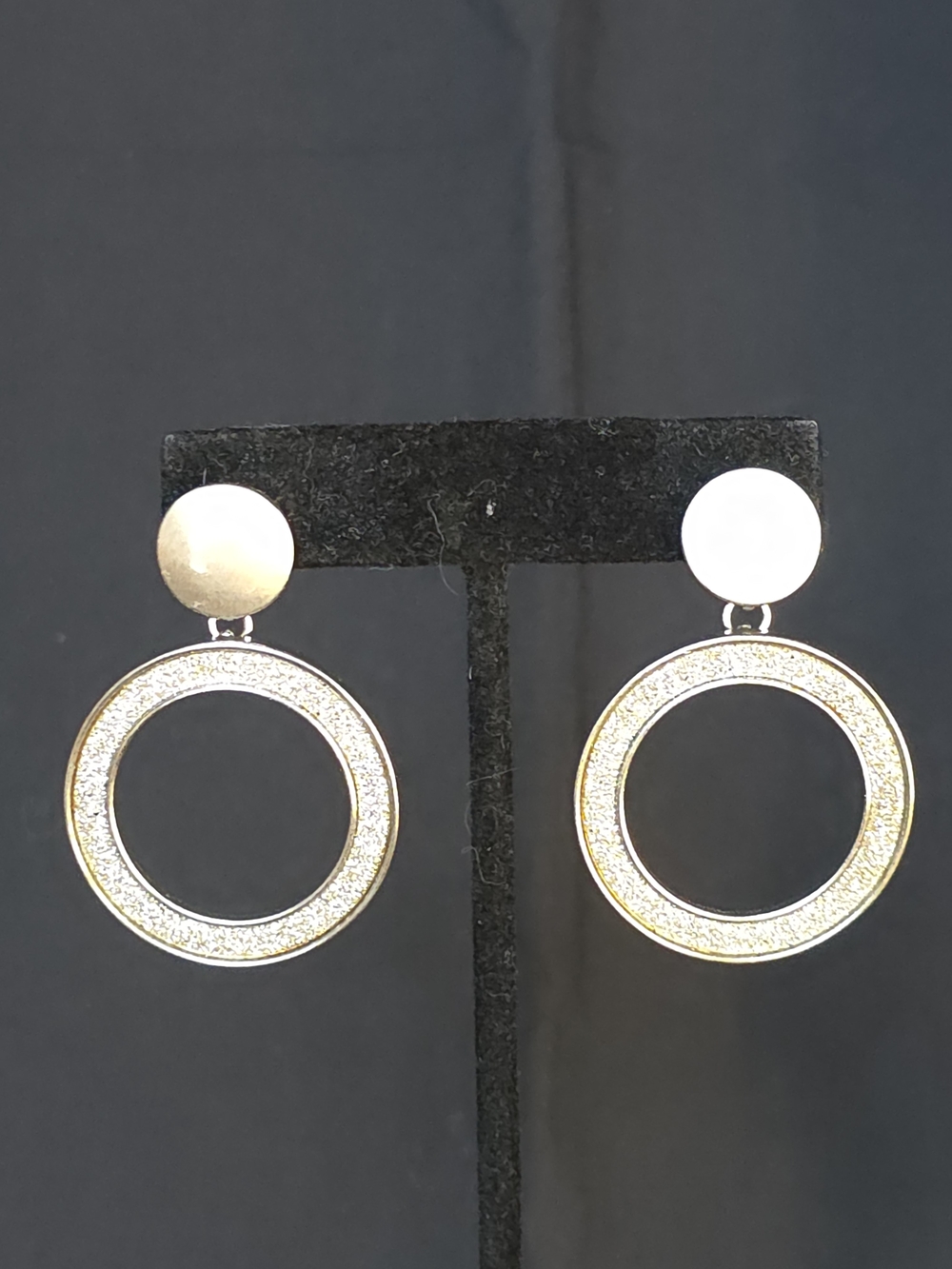 Vintage Gold Textured Circle Drop Earrings